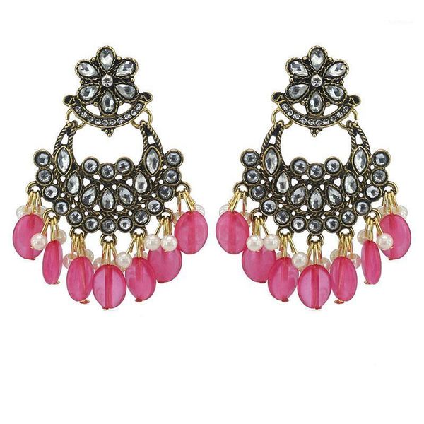 

jhumki jhumka handmade pink beads flower thailand buddha piercing earrings vintage fashion party jewelry earring1, Silver