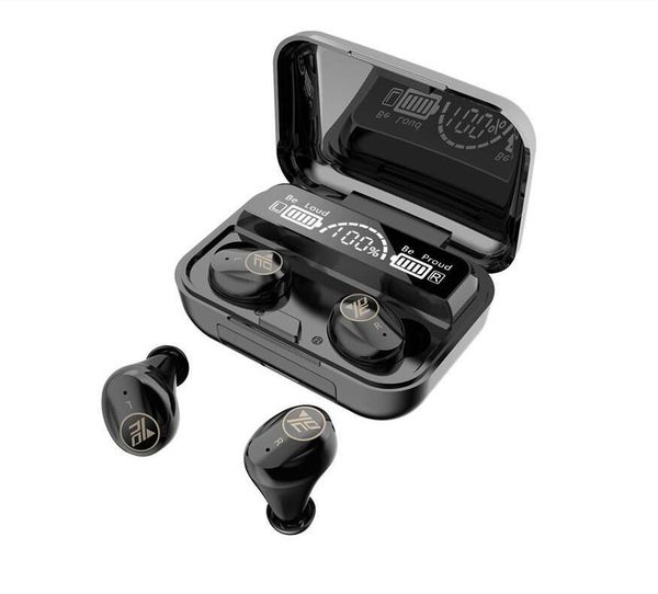 

m16 tws headset headphone bluetooth v5.0 ipx7 waterproof 9d stereo led screen womantrue wireless earphones