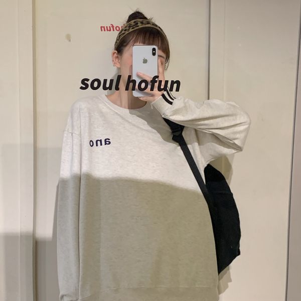 

f7vra early spring pulloverbar pullover design lettered printed bar 2020 loose crew neck pullover casual sweater women fashion xwdyx, Black