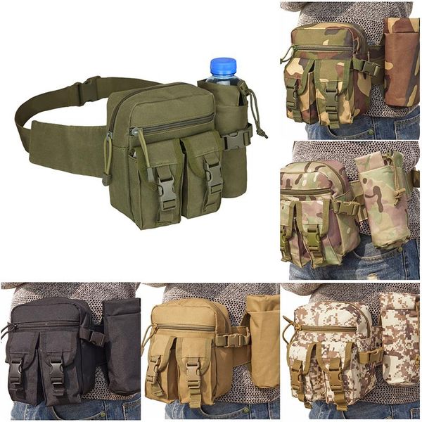 

waist bags camouflage tactical kettle bag outdoor sports hunting camping pack multifunctional water bottle pocket