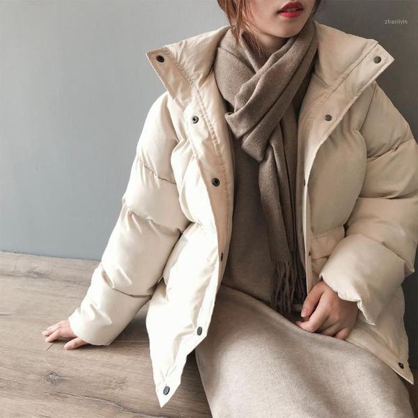 

2020 winter jacket women casual polyester single breasted padded coat female warm mujer parkas jaqueta feminina1, Black