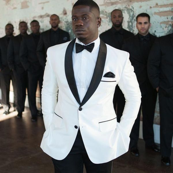 

handsome groomsmen shawl lapel groom tuxedos mens wedding dress man jacket blazer prom dinner (jacket+pants+tie) k021, White;black