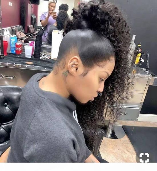 

kinky curly natural human hair pony tail 100g-160g wraps around kinky curly puff ponytail hair piece natural black 1b