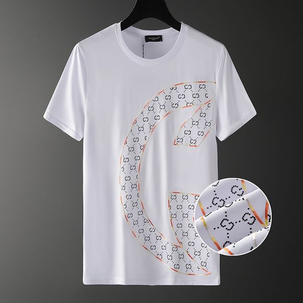 

straight men's summer new round neck t-shirt slim personality g-shaped coat t-shirt diamond simple fashion youth qrqyf, Blue