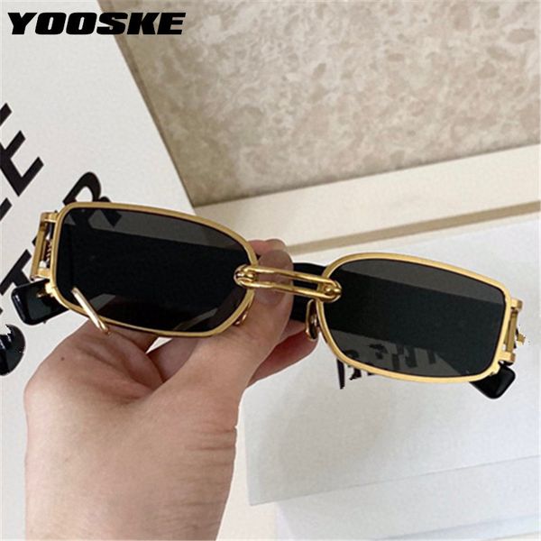 

yooske brand deisgn vintage square sunglasses men women metal small sun glasses retro black pink trend 90s eyewear uv400, White;black