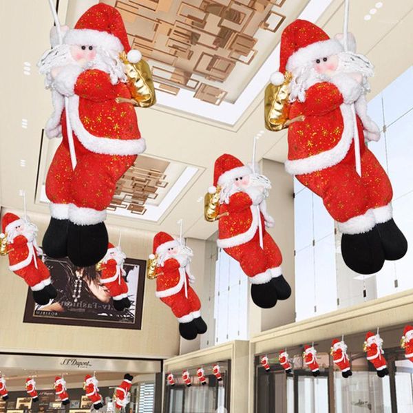 Decorações de Natal Treça Top Ornamento Penamento de pano pendurado Pingente Papinge Salping Subindo no Natal Ladder para Home1