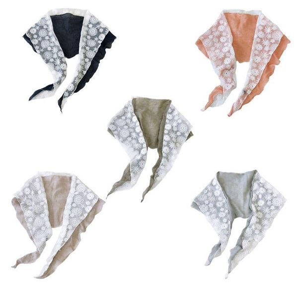 Mulheres scarf vintage shawl senhoras envoltório borla spliced ​​lace floral triangle véu