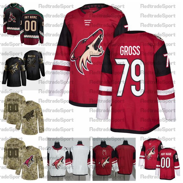

2021 customize jodan gross arizona coyotes hockey jerseys custom mens alternate black #79 jodan gross stitched hockey shirts s-xxxl, Black;red