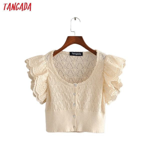 

tangada women vintage embroidery hole shirts ruffles sleeve o-neck female casual summer blouses 3h579 y200622, White