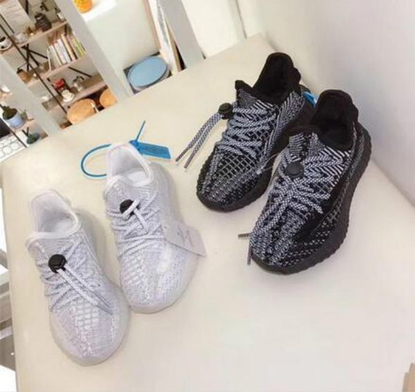 

2019 kids running shoes kanye west black white static zebra cream clay reflective boy girl hyperspace infant true form hyper bred sneakers