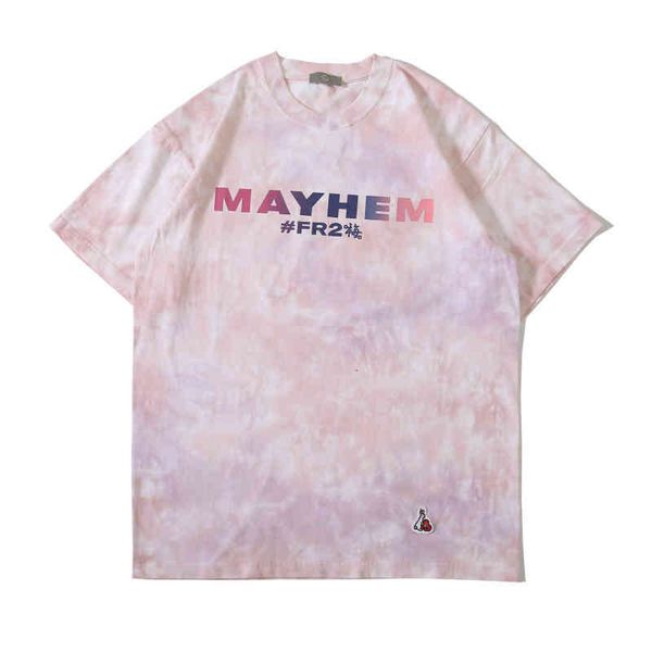 

men's t-shirts summer fashion brand men's tie dye letter print round neck loose pure cotton short sleeve t-shirt 449v, White;black