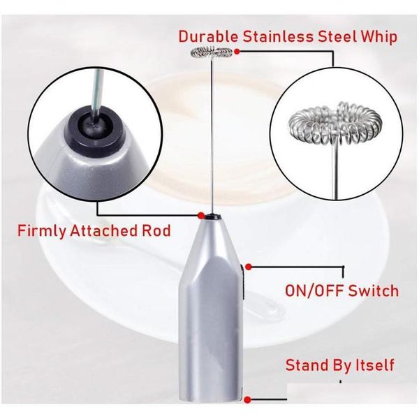 

electric handheld stainless steel coffee milk frother foamer drink electric whisk mixer battery operated kit jllumi powerstore2012