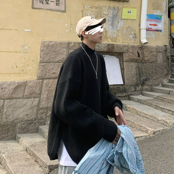 

2021 new autumn winter half turtleneck high male solid background couple gray jacket chartering j6zl, White;black