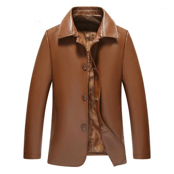 

2019 autumn and winter new men's leather suit collar business casual leather jacket jacket men men leisure suits1, Black