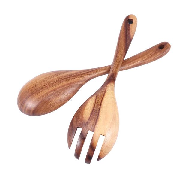 

natural wooden kitchen cooking spoons large salad server wood fork spoon cutlery set wooden utensils tableware h bbyoft