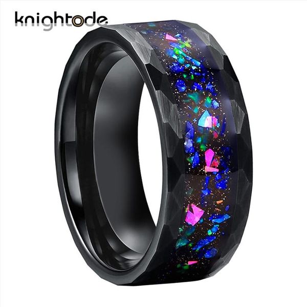 

8 мм из карбида вольфрама кованые кольца galaxy серии опал inlay для любителей обручальные кольца матовый грани доступный в черном / серебри, Slivery;golden