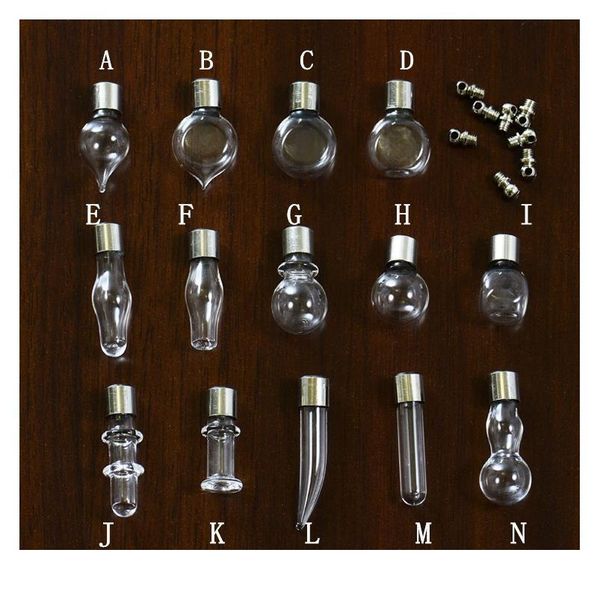 

1piece copper screw cap glass vial pendant miniature wishing bottle clear oil charm name or rice art mini glass bott bbybcl, Black