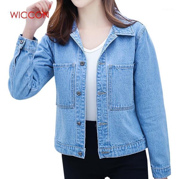 

2020 women basic coat jacket female white pink jeans coat spring & winter women vintage casual oversize slim denim1, Black;brown