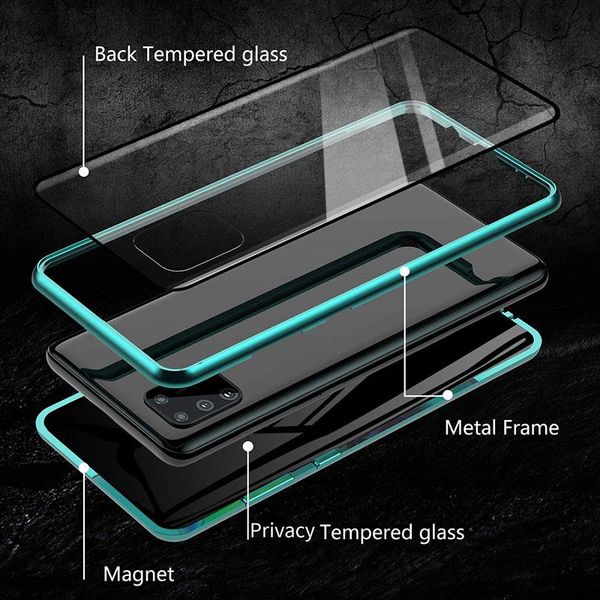 

privacy case for samsung a71 a51 note 20 ultra a50 a70 s10 9 8 plus double sided glass metal magnetic suction h sqcmkp