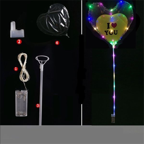 

valentine's day led love heart shape balloon 20inch luminous transparent bobo balloon birthday wedding party decoration balloon h11904