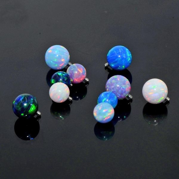

1pc g23 titanium and surgical steel opal bead ball internally threaded labret stud ear tragus cartilage helix earring lip ring q bbyniy, Silver