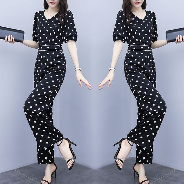

jumpsuit women's summer 2020 new high waist chiffon fashion temperament wide leg pants super fairy slim chic v-neck wide leg pants az8c, Gray