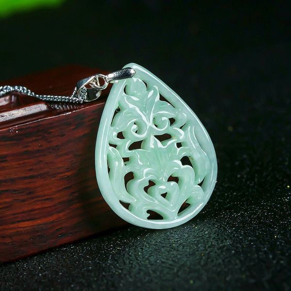 

self created 925 silver natural emerald jade hollow flower earrings pendants diy by hand accessories women gifts jewelry amulet
