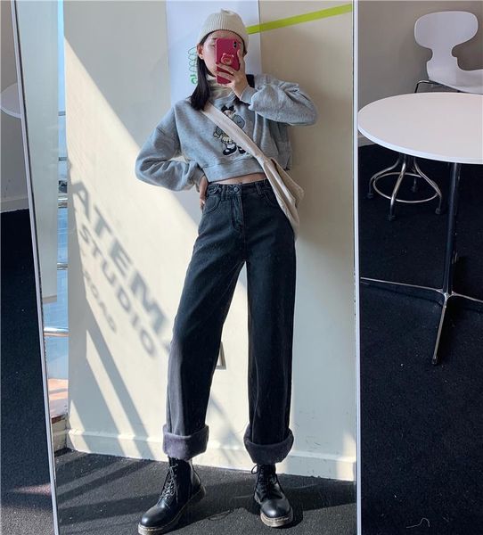 

make firm offers to loose volcanic jeans and velvet with thick warm trousers, Blue