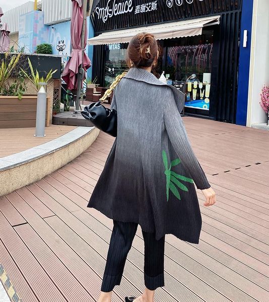 

selling miyake pleated women's windbreaker chinese style retro ink cardigan thin coat new windbreaker in stock1, Tan;black