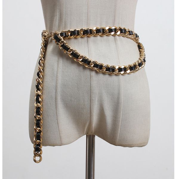 

ewq] 2020 spring summer new arrivals women's waist chain decorative dress metal braided chain tassel with skirt belt aw78401 t200427, Black;brown