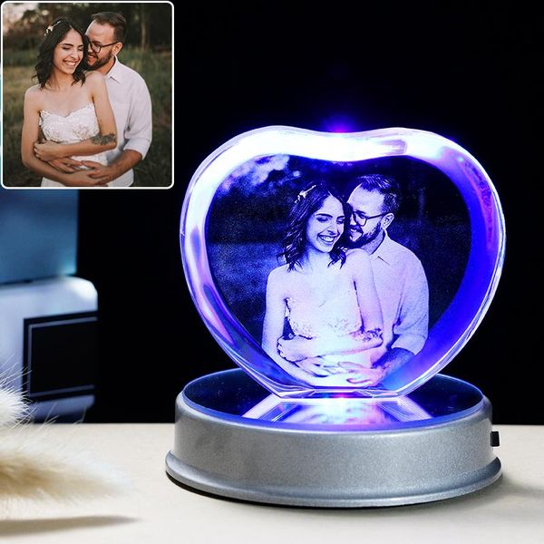 

customized k9 crystal p frame led base laser engraved picture home decoration personalized wedding p frame