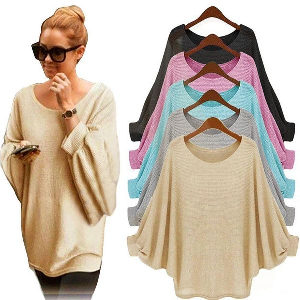 

women's sweater new batwing sleeve round neck solid color autumn winter fashion casual daily warm loose comfortable jumper #s, White;black