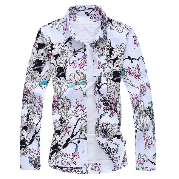 

2021 men with long new flower mode spring print shirts clothes 8eqo, White;black