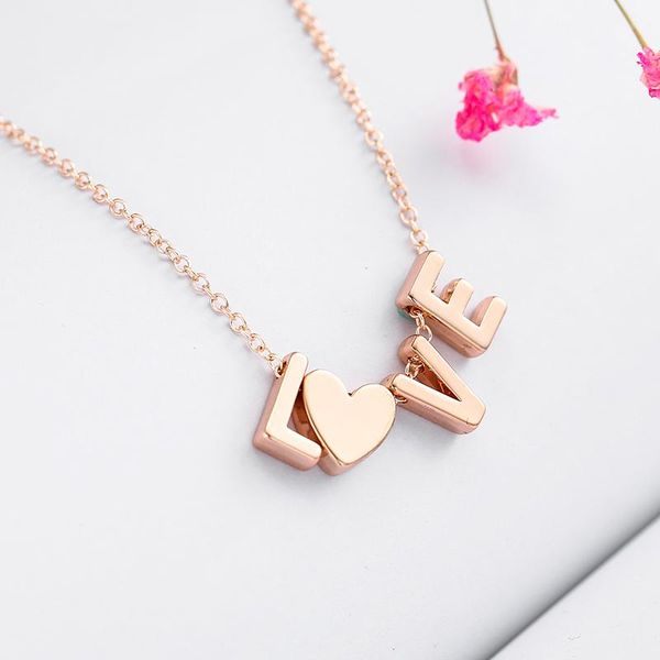 

pendant necklaces togory fashion love letters initial choker for women rose gold color letter name necklace dainty jewelry, Silver