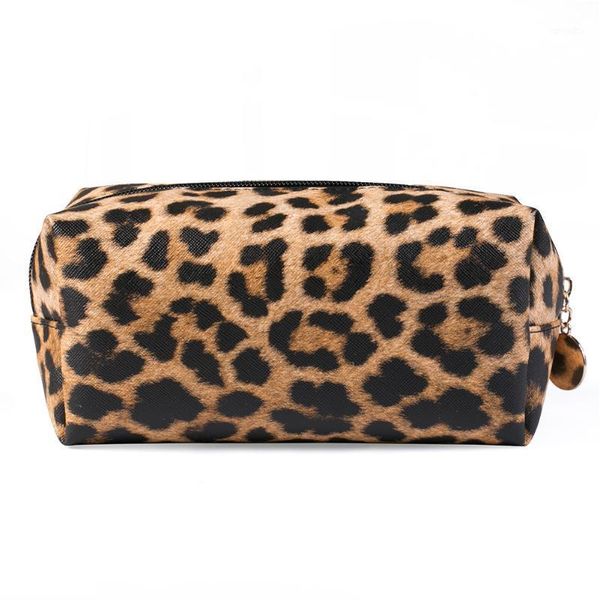 

cosmetic bags & cases women large capacity portable fashion clutch purse travel leopard print pu leather makeup organizer bag multifunctiona