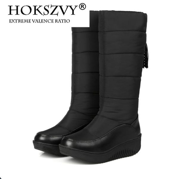 

hoksvzy зима теплая водонепроницаемая вниз хлопок снега сапоги женские сапоги средний густые волосы студент хлопок обувь с толстой подошве h, Black