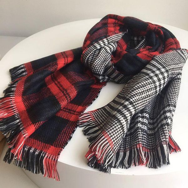 

шарф зимы женщин осень plaid акриловая обертывания аксессуар шаль wrap теплое, Blue;gray