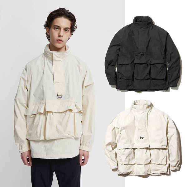 

men's jackets snow peak stormsuit autumn functional hoodie cityboy semi zipper jacket coat 21aw, Black;brown