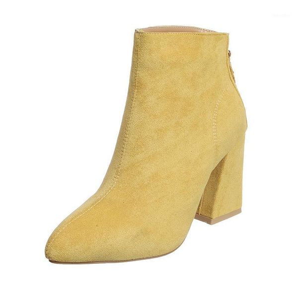 

yellow color ankle boots women shoes zipper high heel boots ankle women shoes women's jodhpur1, Black