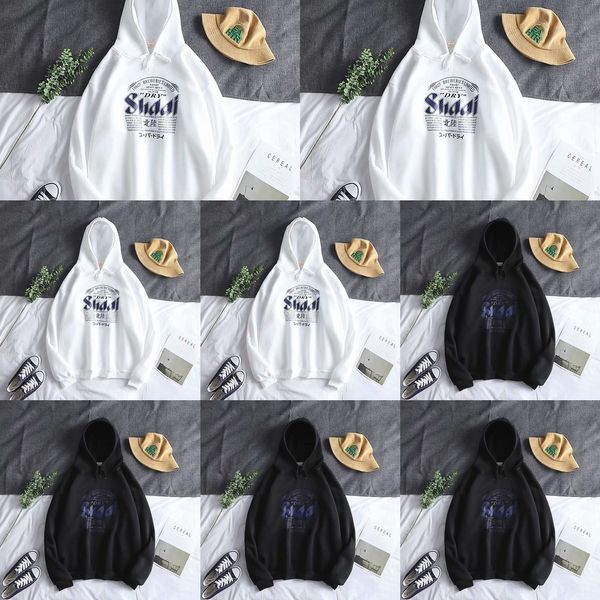 

bogmn fashion brand men's hoodie plush thickened winter nusns hoodieautumn and trend coat loose student sports men's chic coat hoo, Black