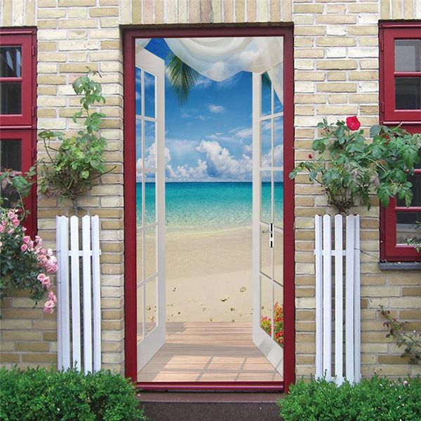 

creative 3d door sticker 77x200cm self adhesive wallpaper on the doors diy renovation waterproof poster for bedroom door