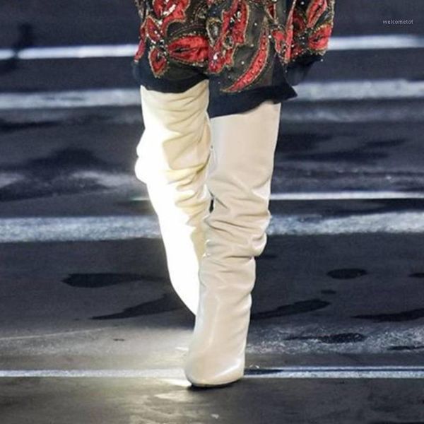 

[deat] 2021 snake sleeve over the knee high heel pointed toe pu leather single shoes women cool boots winter fashion tide sg9941, Black