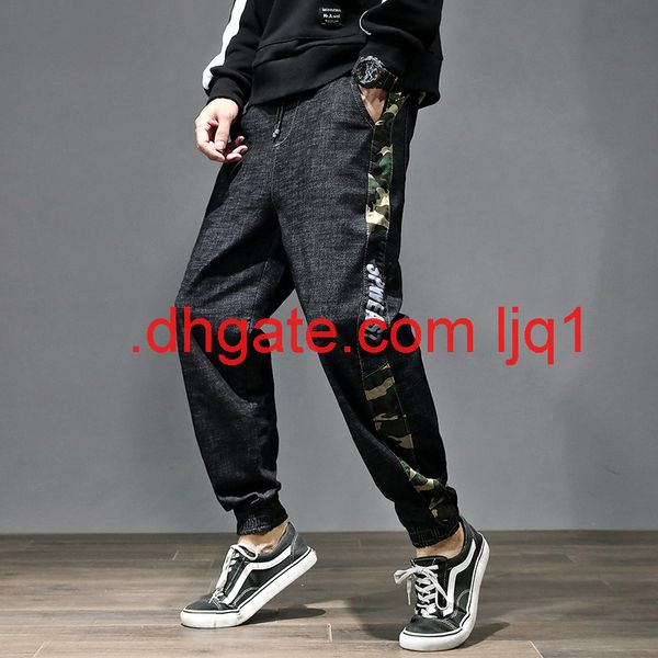

2020 new men's jeans elastic loose versatile harem pants men's trend youth hip hop large elastic waist, Blue