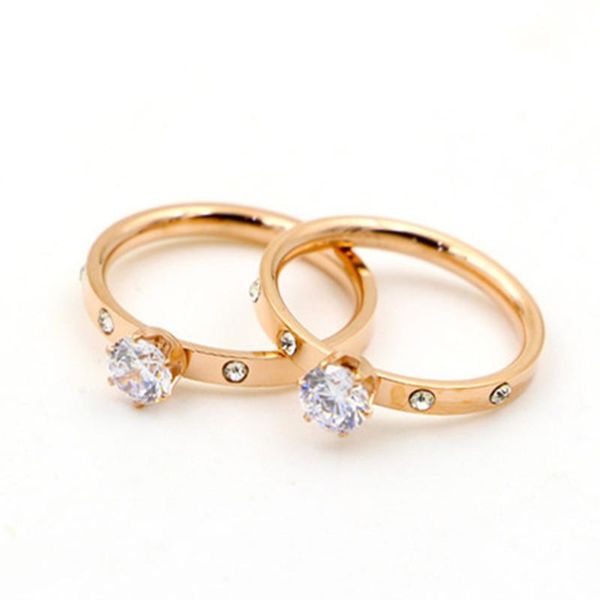 

любовь ювелирные изделия titanuim steel rose gold color ring cz кристаллическое кольцо для женщин 316l титановый сталь кристалл размер: 5-9, Silver