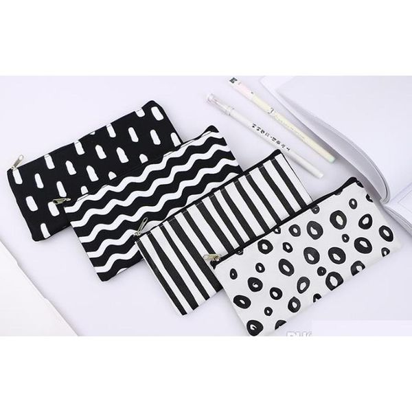 

stripe pencil bag pocket school cosmetic make up pencil pen organizer bag case pouch office school supplies s0dff