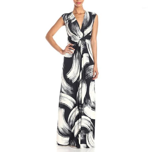 

chamsgend women summer sleeveless boho floral maxi evening party dress beach long dress plus size summer maxi dresses c30581, Black;gray