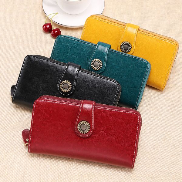 

new designers rfid anti-theft lady wallet genuine leather clutch bag fashion card holder pocket coin purse, Red;black