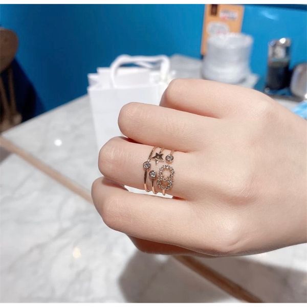 

three ring women's fashion simple star hand jewelry, Silver
