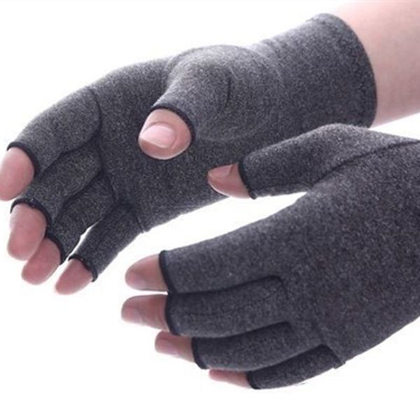 

wrist support 1 pair compression arthritis gloves arthritic joint pain relief hand therapy open fingers, Black;red