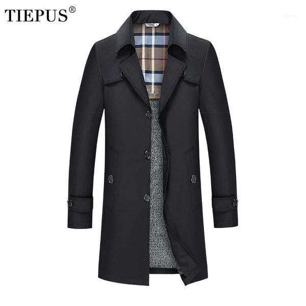 

tiepus 2020 fashion winter men 's cashmere warm jacket windbreaker plus size 7xl 8xl 9xl man jackets solid color long men coats1, Tan;black